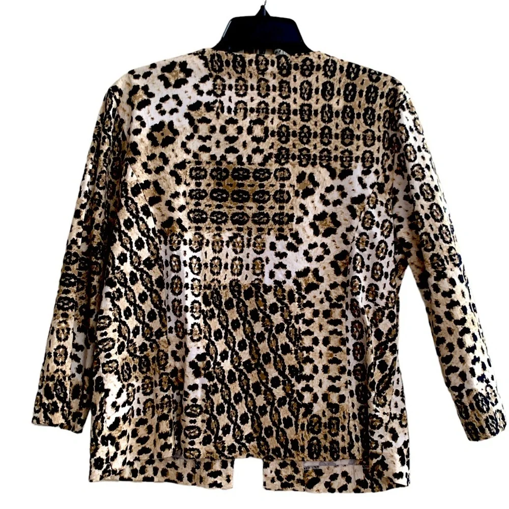 Ruby Rd. Leopard Print Button-Up Jacket in Black, Brown & Cream